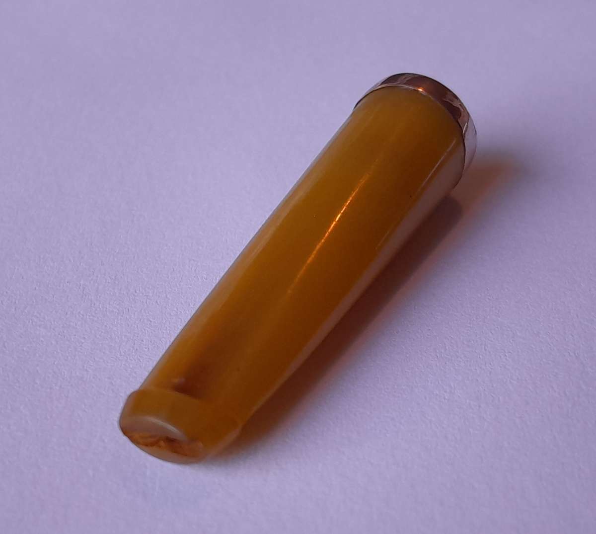 "Reserved" Antique 9ct Gold and Amber Cheroot Holder with Sterling Silver Case. London, 1916.