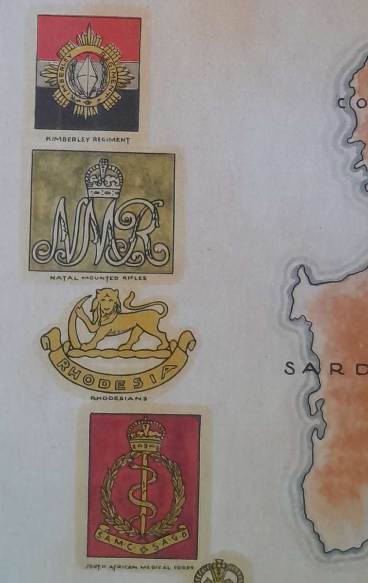 WW2 SA 6th Armoured Division Framed Map. Signed By Field Marshal Montgomery. 64 x 54cm.