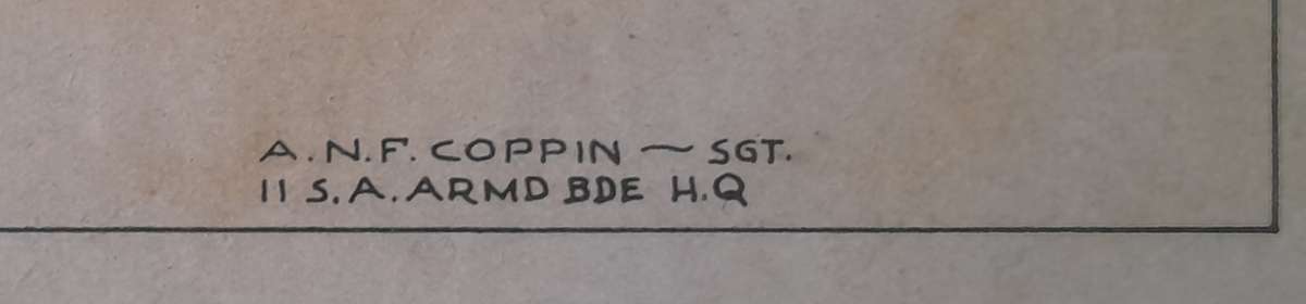 WW2 SA 6th Armoured Division Framed Map. Signed By Field Marshal Montgomery. 64 x 54cm.