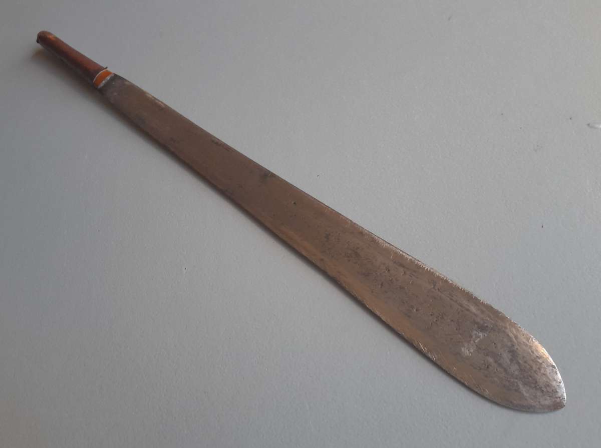 Antique Maasai Seme (Lion's Sword) in Leather Sheath With Shoulder Strap.