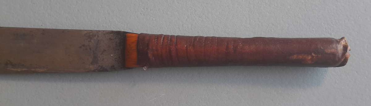 Antique Maasai Seme (Lion's Sword) in Leather Sheath With Shoulder Strap.