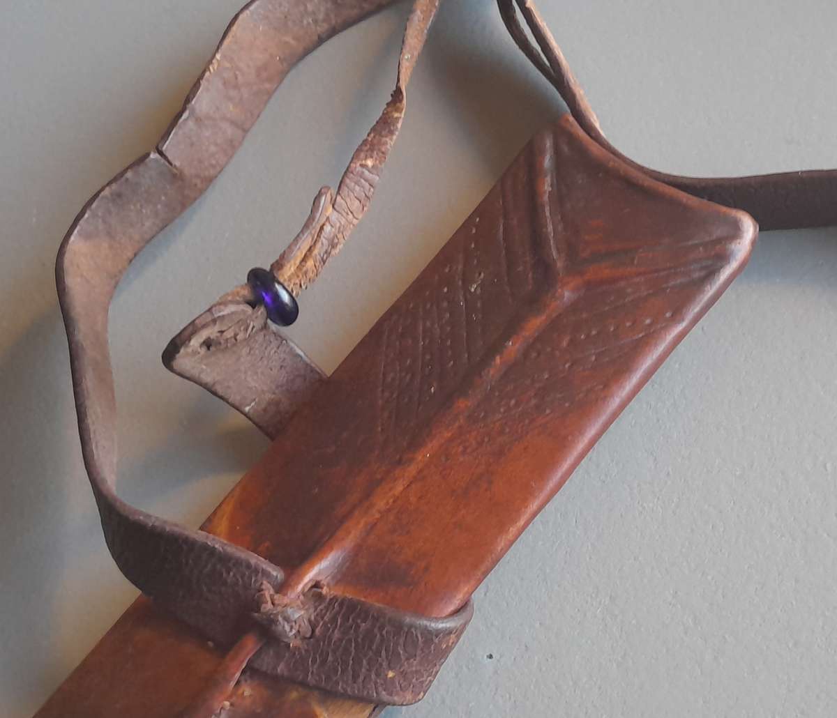 Antique Maasai Seme (Lion's Sword) in Leather Sheath With Shoulder Strap.