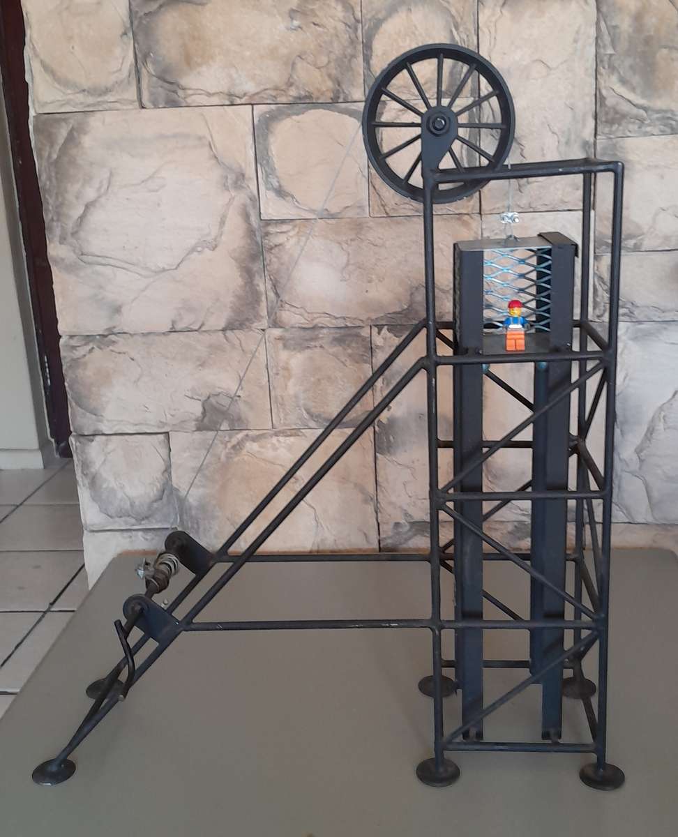 Vintage Large Metal Mineshaft Functional Scale Model.  66 x 56cm.