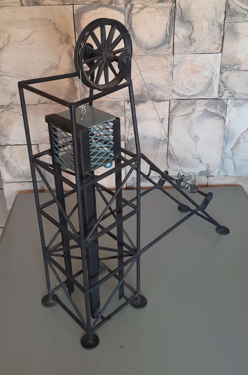 Vintage Large Metal Mineshaft Functional Scale Model.  66 x 56cm.