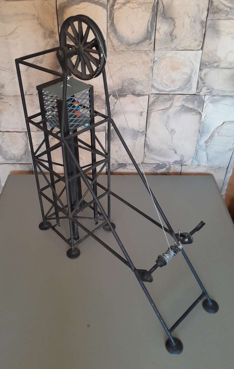 Vintage Large Metal Mineshaft Functional Scale Model.  66 x 56cm.