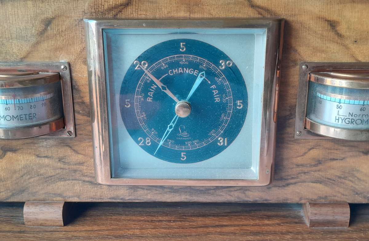 "Reserved". Rare Art Deco German "Lufft" Weather Station.  Superb Design. 33 x 15cm.