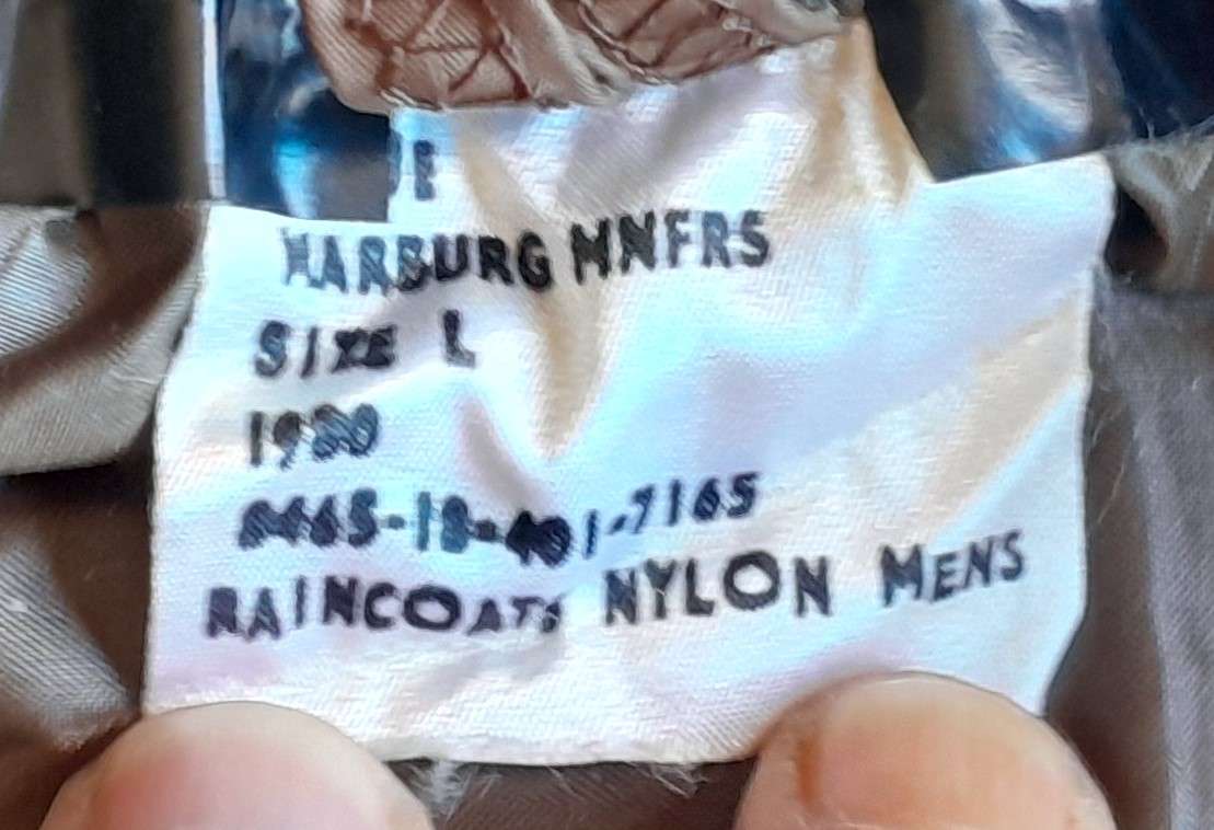 1980 SADF Border War Nylon Raincoat.  MARBURG MFFRS.  Size:  Large.