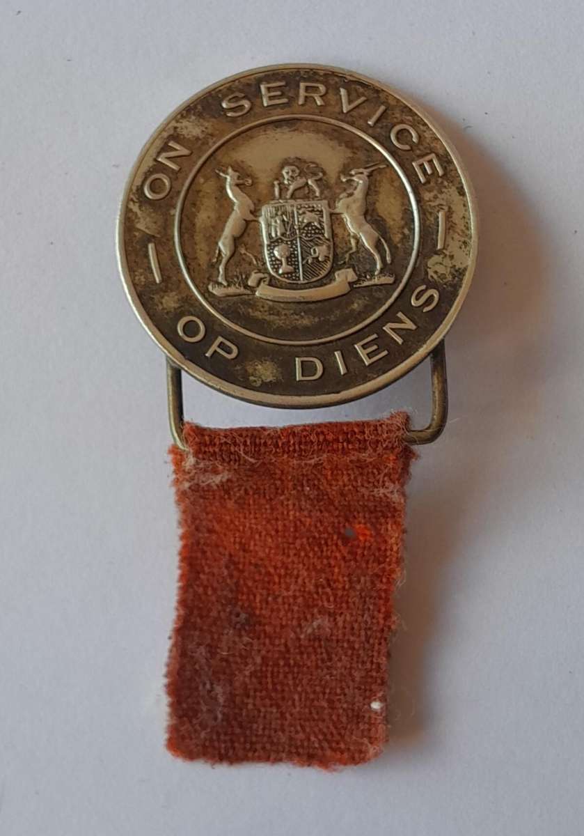 WW2 SA On Service/ Op Diens Badge.