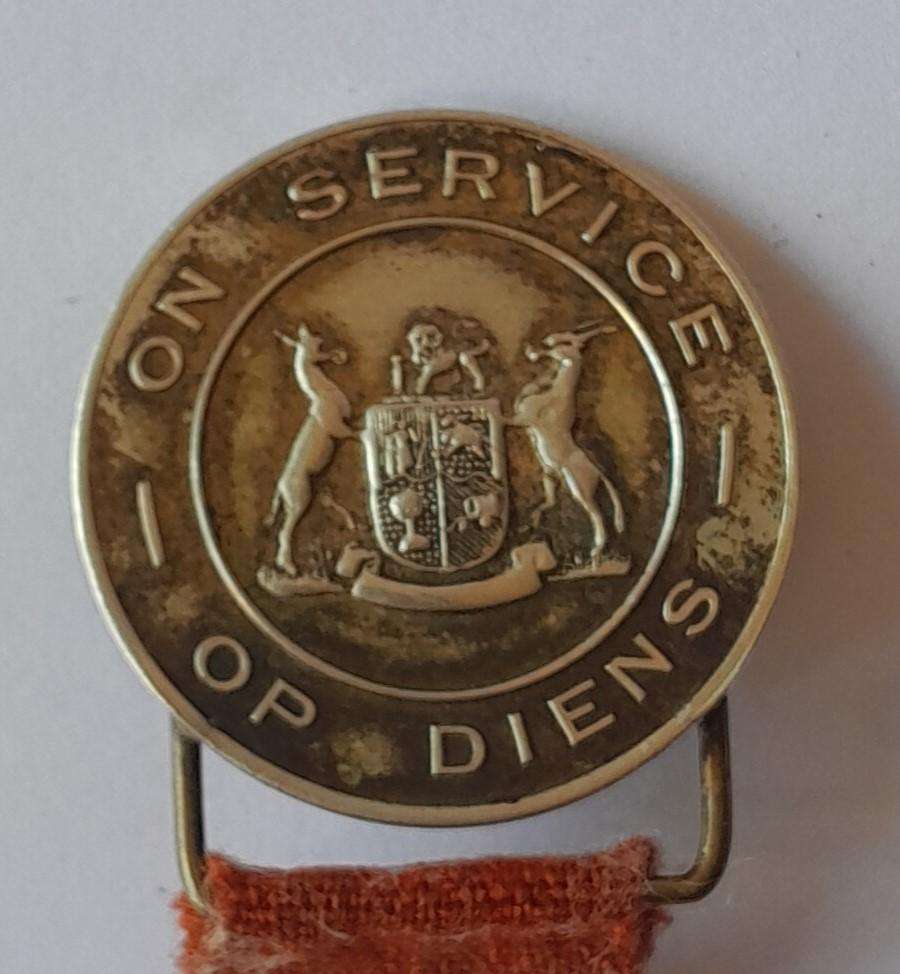 WW2 SA On Service/ Op Diens Badge.