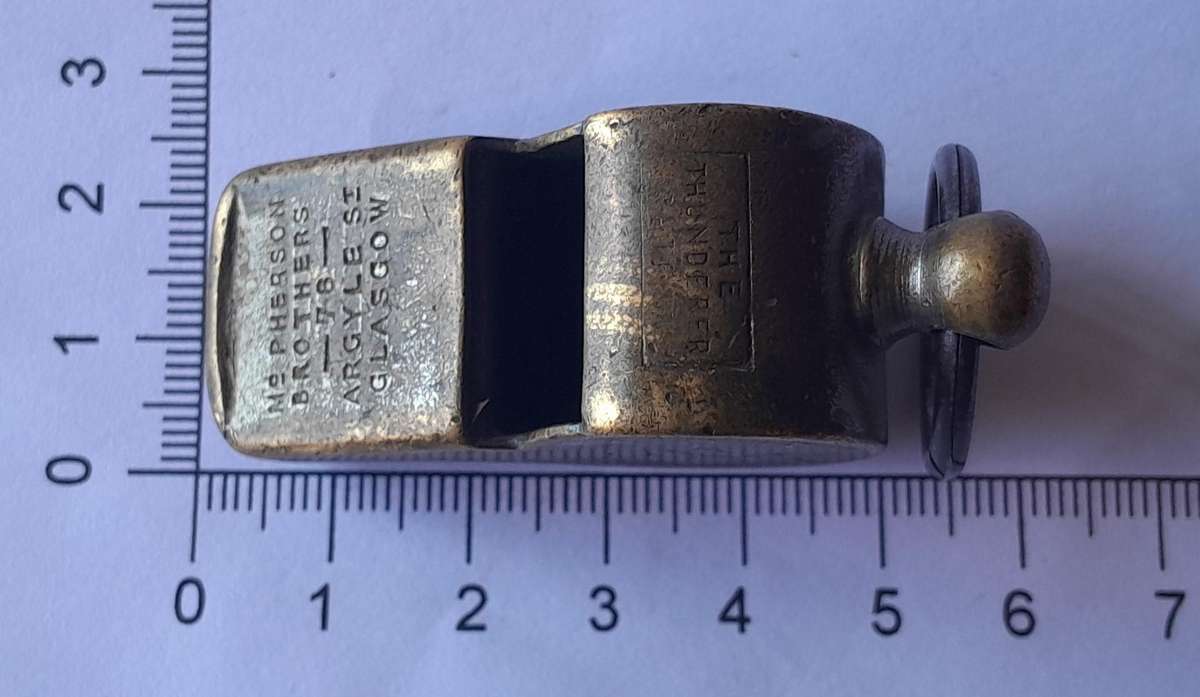 Boer War Cape Government Railways Military Issue Whistle. McPherson Brothers, Glasgow.