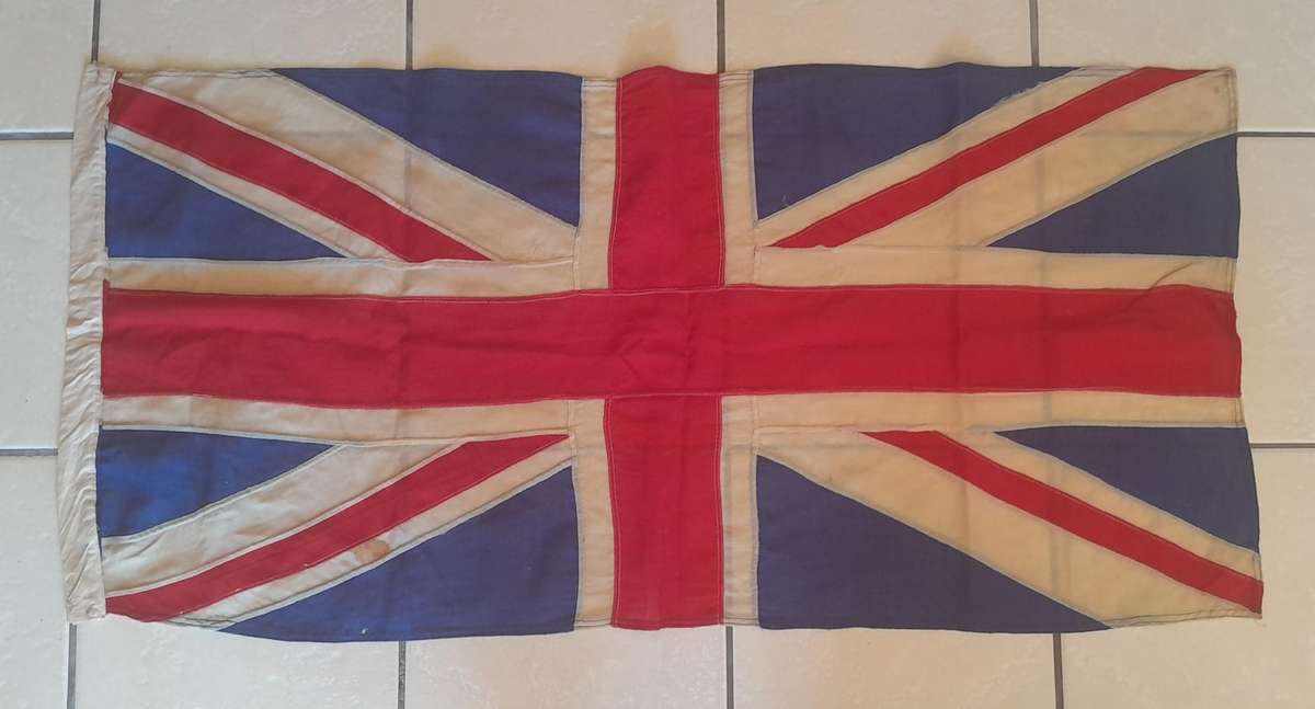 WW1-WW2 Era British Union Jack Cotton Flag. 1.32m x 63cm.