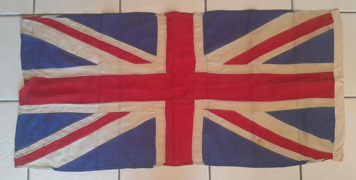 WW1-WW2 Era British Union Jack Cotton Flag. 1.32m x 63cm.