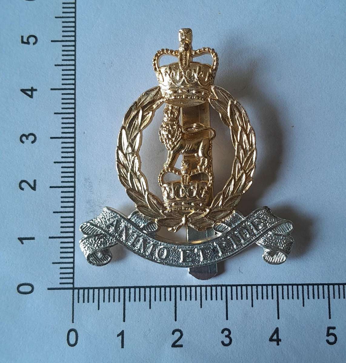British Adjutant Generals Corps Anodised Aluminium Cap Badge By Firmin.  Slider Intact.