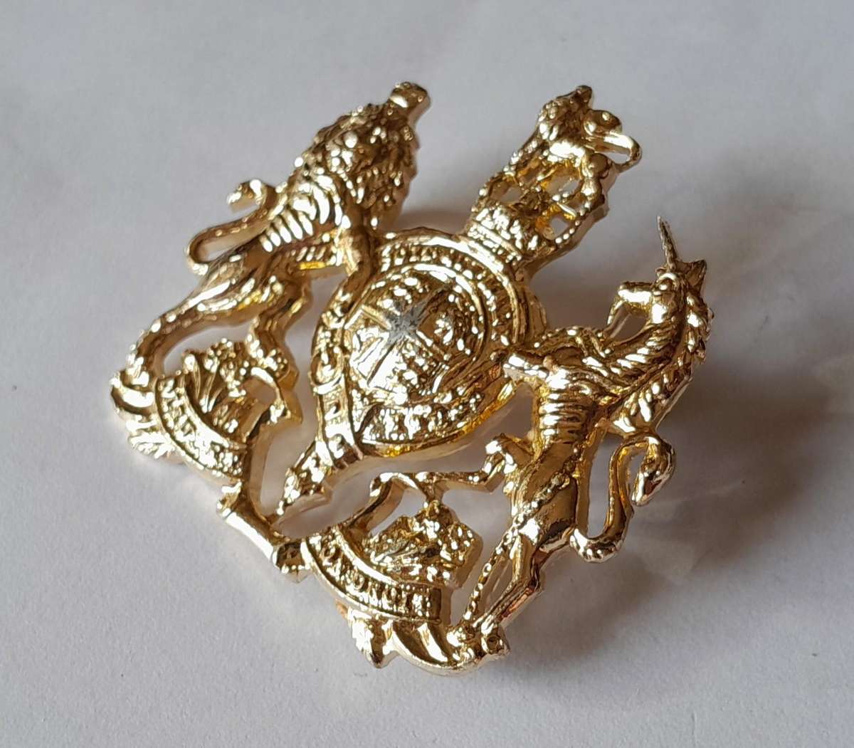 British Warrant Officer Class 1 Anodised Aluminium Badge.  Lugs Intact.