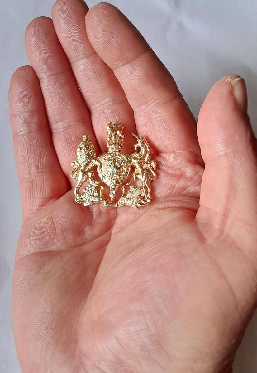 British Warrant Officer Class 1 Anodised Aluminium Badge.  Lugs Intact.