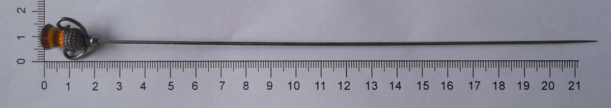 Antique Solid Silver And Amber Thistle Hat Pin By Charles Horner.  Chester, 1908.