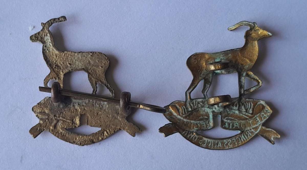Pair SADF Pretoria Regiment (Princess Alice's Own) Collar Badges.  Lugs Intact.