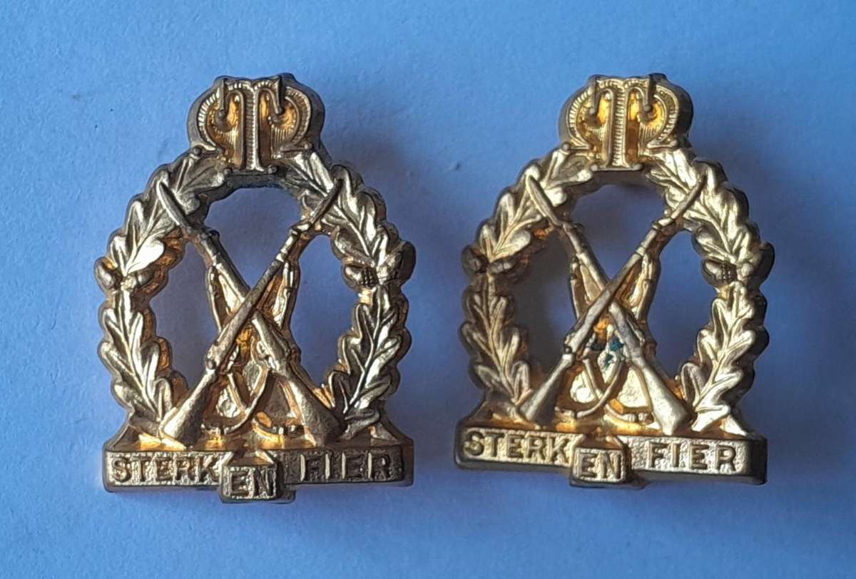 Pair Regiment Tobie Muller Collar Badges.  Lugs Intact.