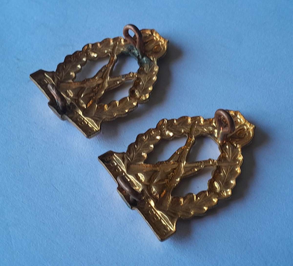 Pair Regiment Tobie Muller Collar Badges.  Lugs Intact.