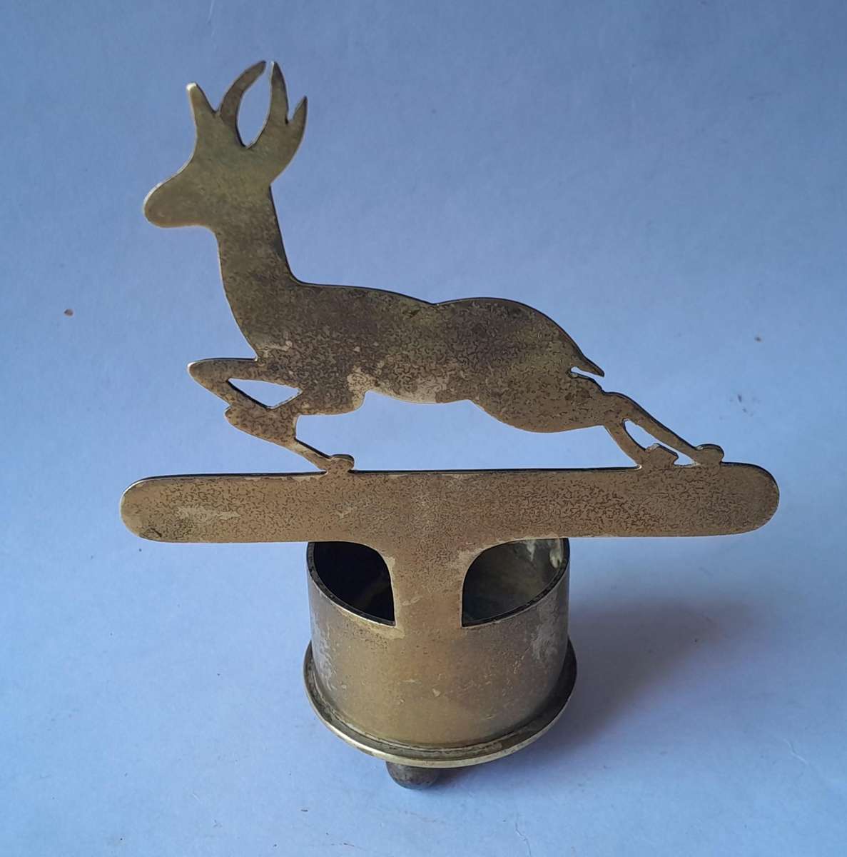 WW2 1939 SA Army North Africa "Springbok" Trench Art Ashtray.  Made With Shell And Egyptian Coins.