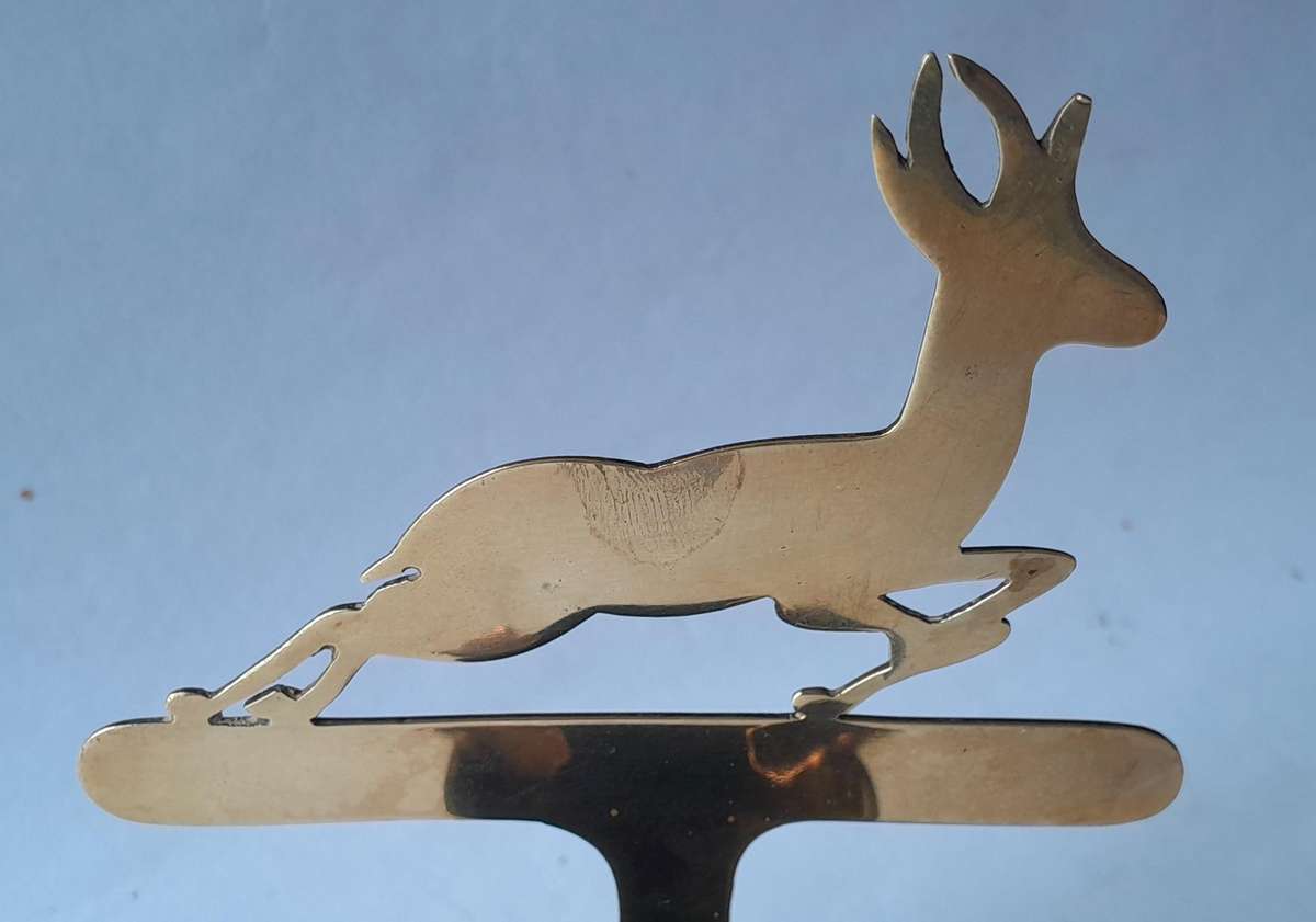 WW2 1939 SA Army North Africa "Springbok" Trench Art Ashtray.  Made With Shell And Egyptian Coins.