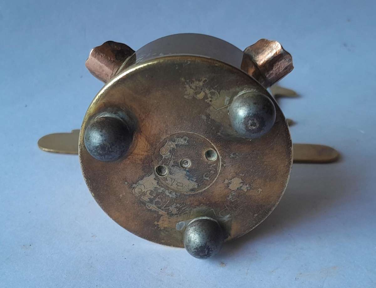 WW2 1939 SA Army North Africa "Springbok" Trench Art Ashtray.  Made With Shell And Egyptian Coins.