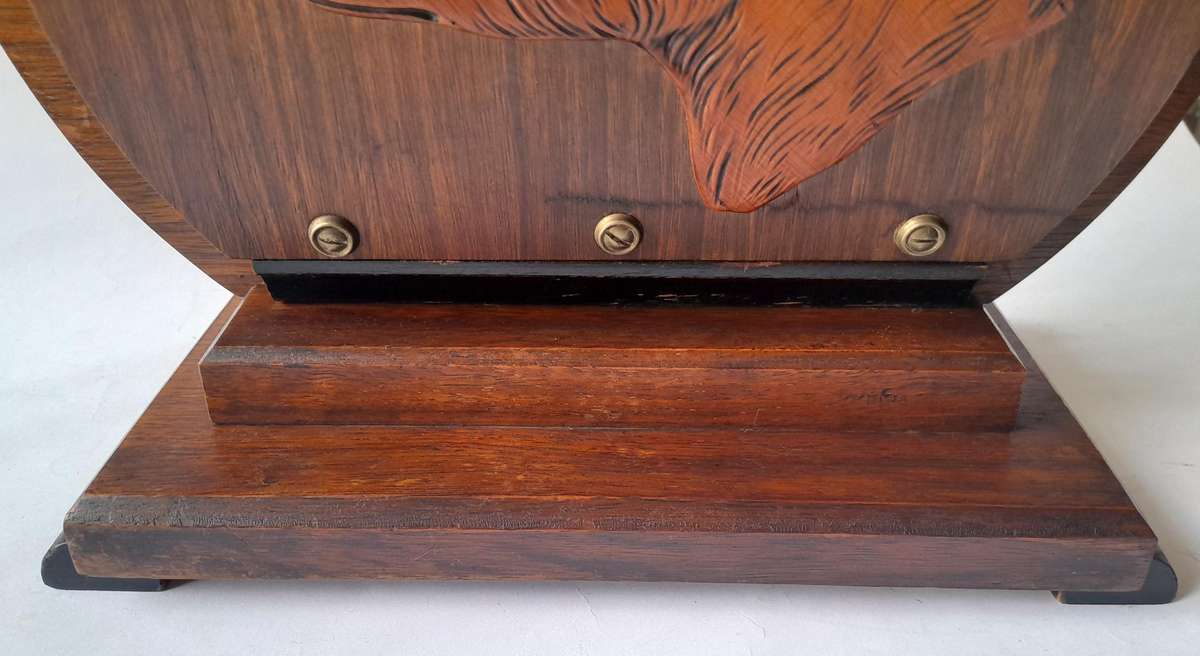 Austrian Art Deco Double-Sided Magazine Holder With Hand-Carved Dog Motifs.