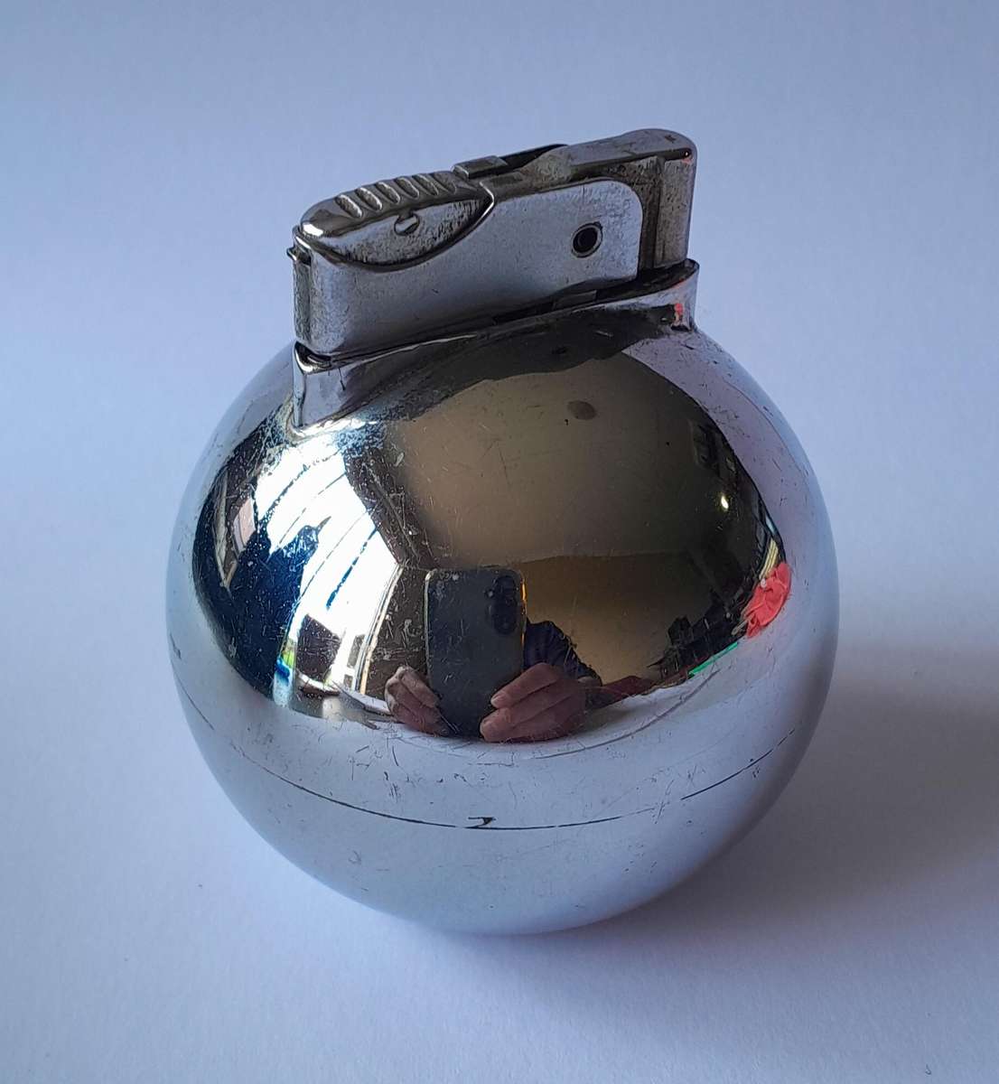 Vintage Art Deco "The Orb" Chromed Table Lighter. Made in England.