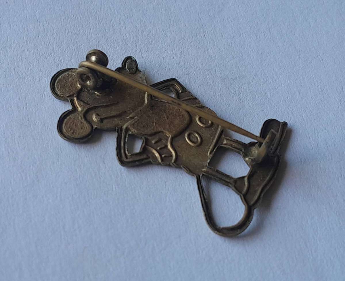 Rare Vintage Mickey Mouse Badge.  Enameled Metal.  Pin Intact.