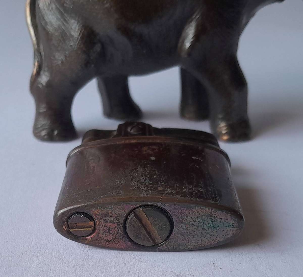 Vintage 1960's "Van Hunks" Elephant Cast Metal Table Lighter.