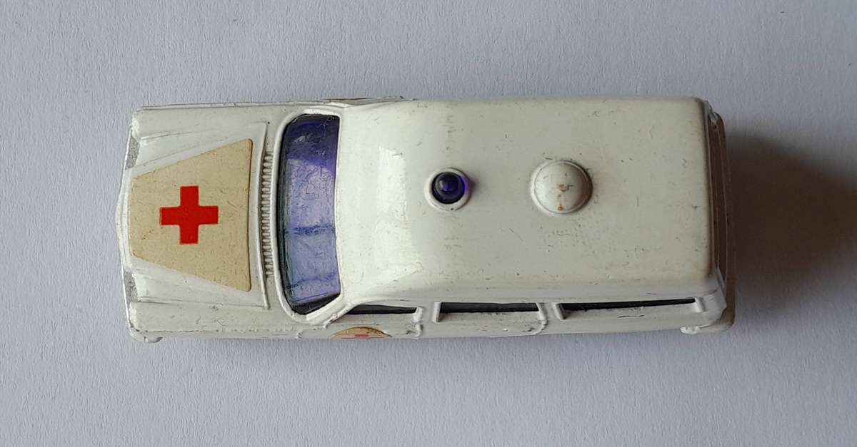 Vintage 1970's Corgi Juniors Die-Cast Mercedes Benz 220D Binz Ambulance.