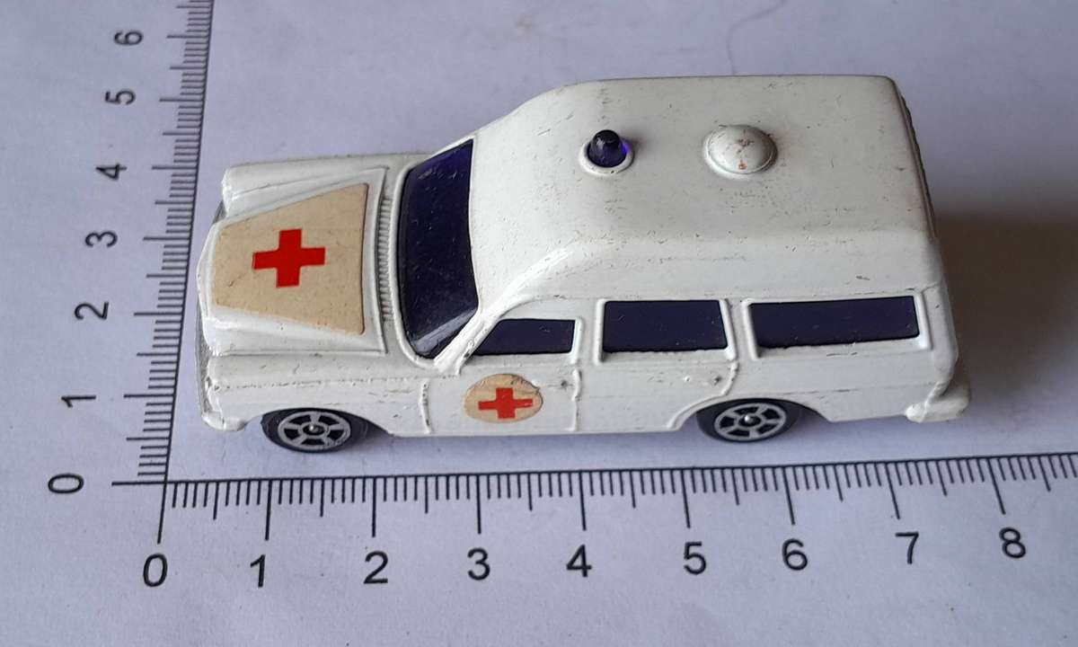 Vintage 1970's Corgi Juniors Die-Cast Mercedes Benz 220D Binz Ambulance.