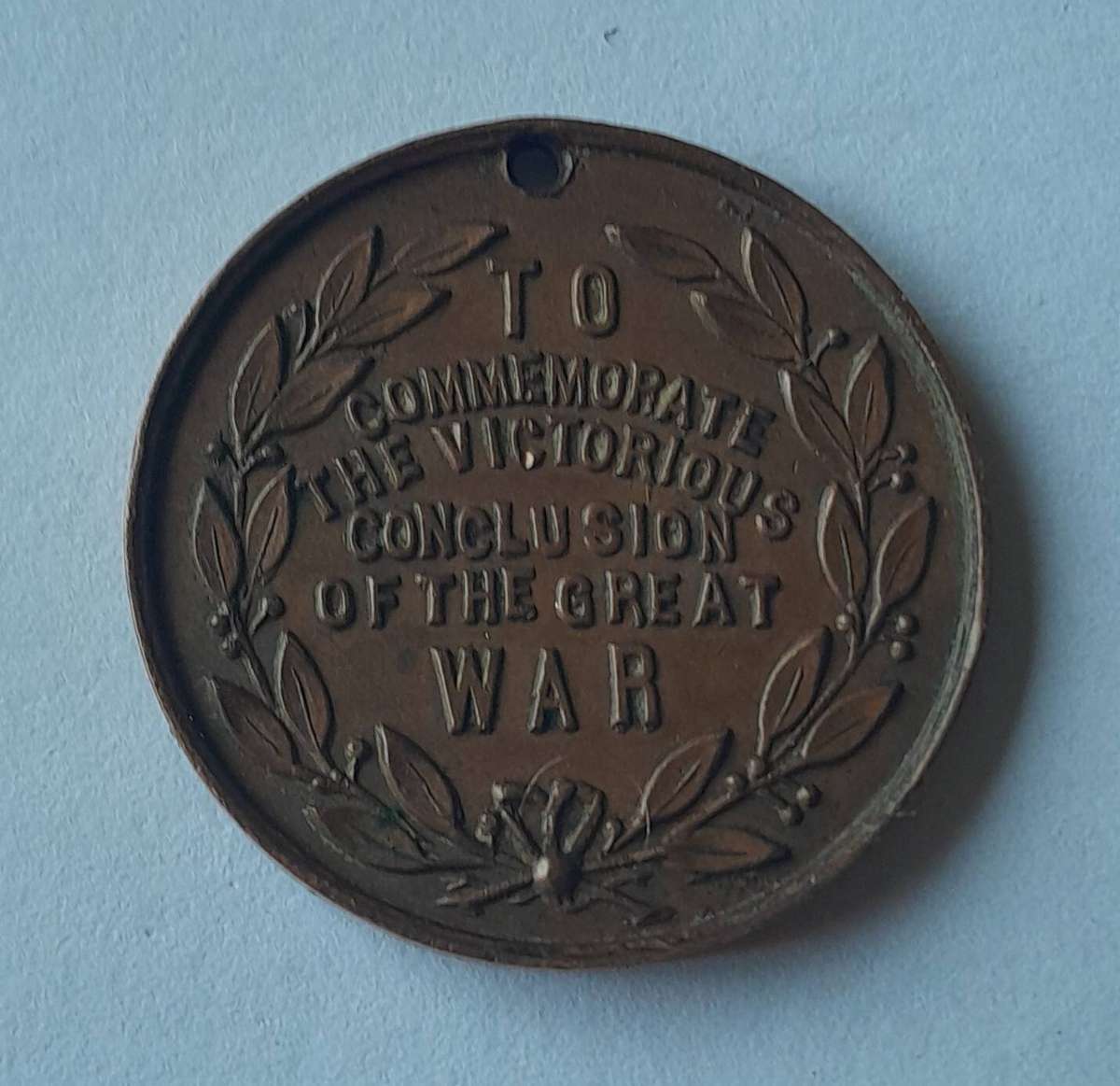 WW1 1919 "To Commemorate the Victorious Conclusion of the Great War" Medal.