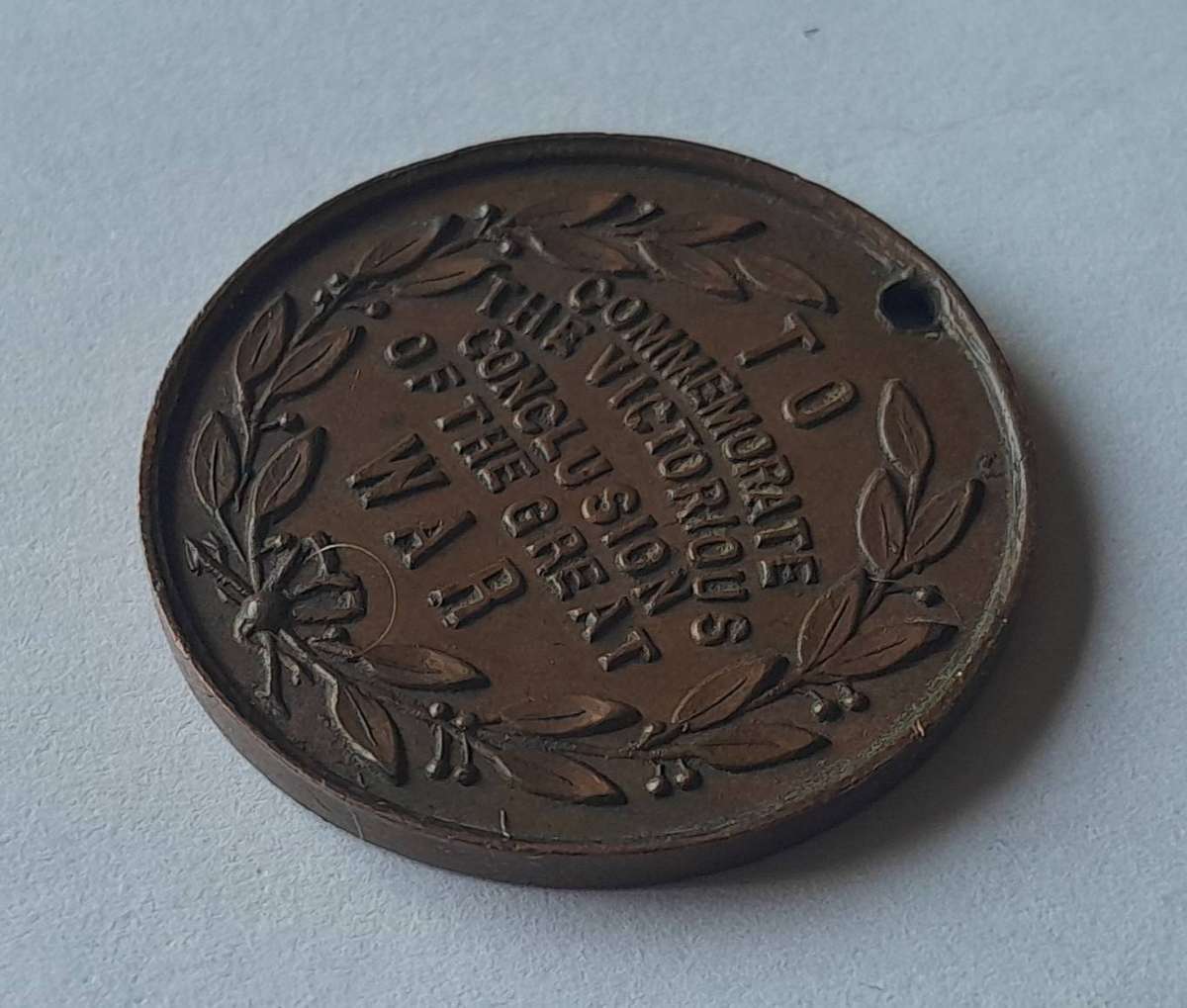 WW1 1919 "To Commemorate the Victorious Conclusion of the Great War" Medal.
