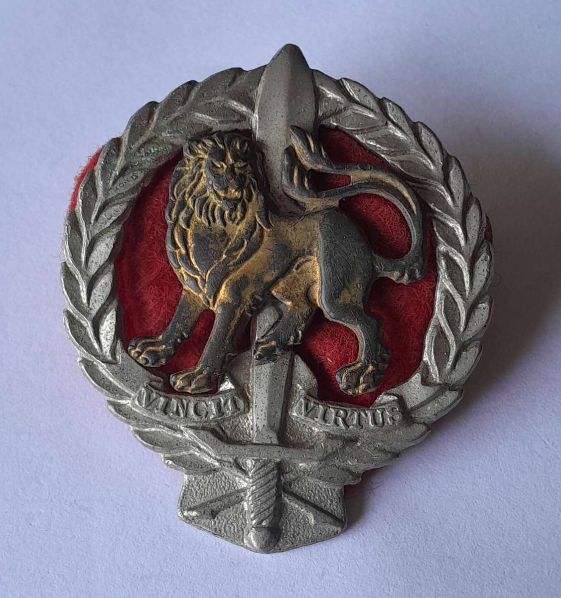 SADF Regiment Hillcrest Beret Badge.  Screw Lugs Intact.