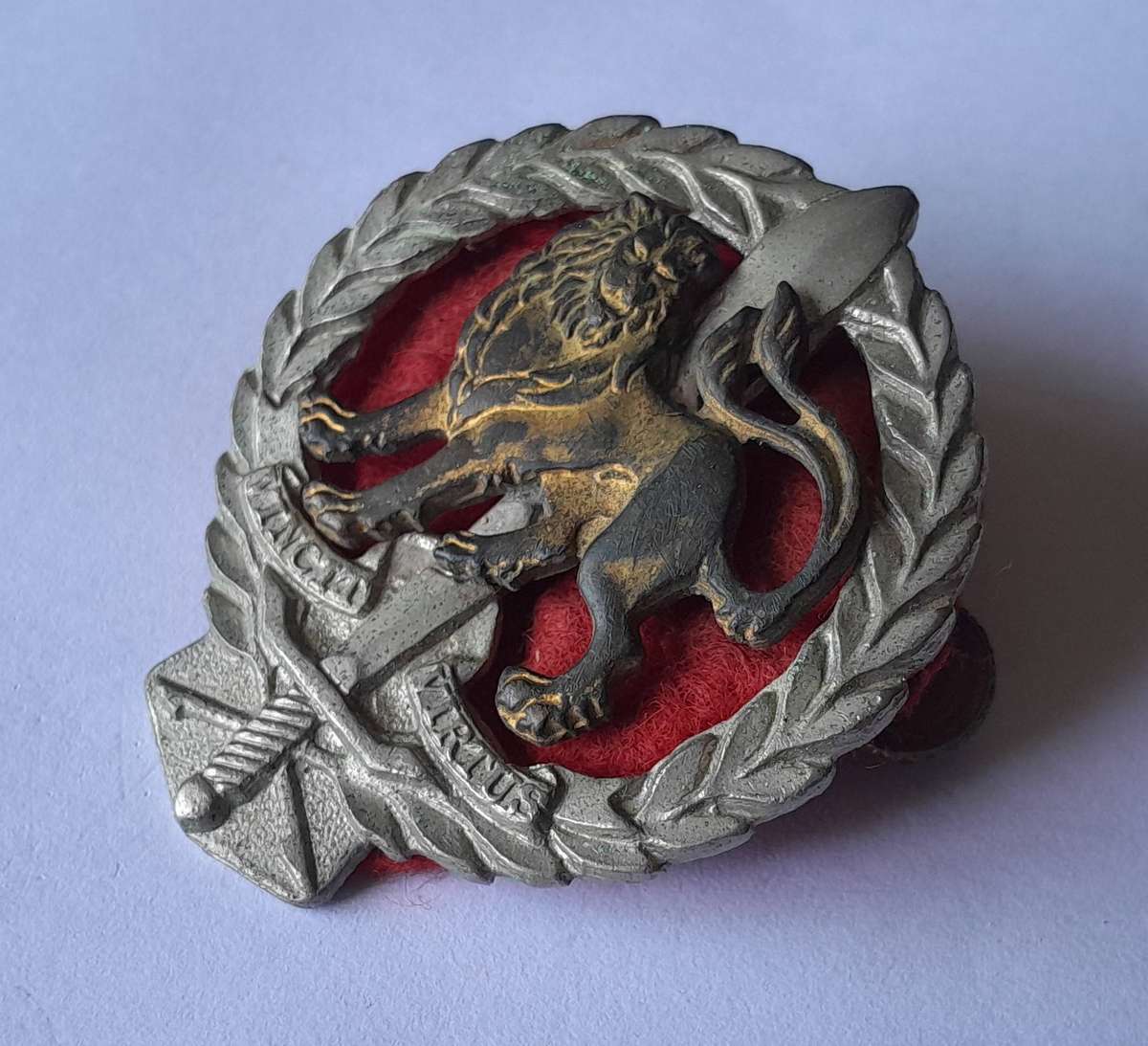 SADF Regiment Hillcrest Beret Badge.  Screw Lugs Intact.