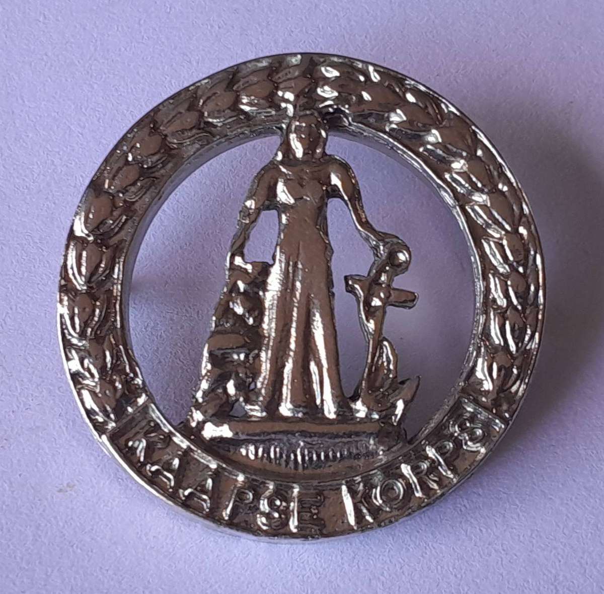 SADF Kaapse Korps (Cape Corps) Badge.  Lugs Intact (Shortened).