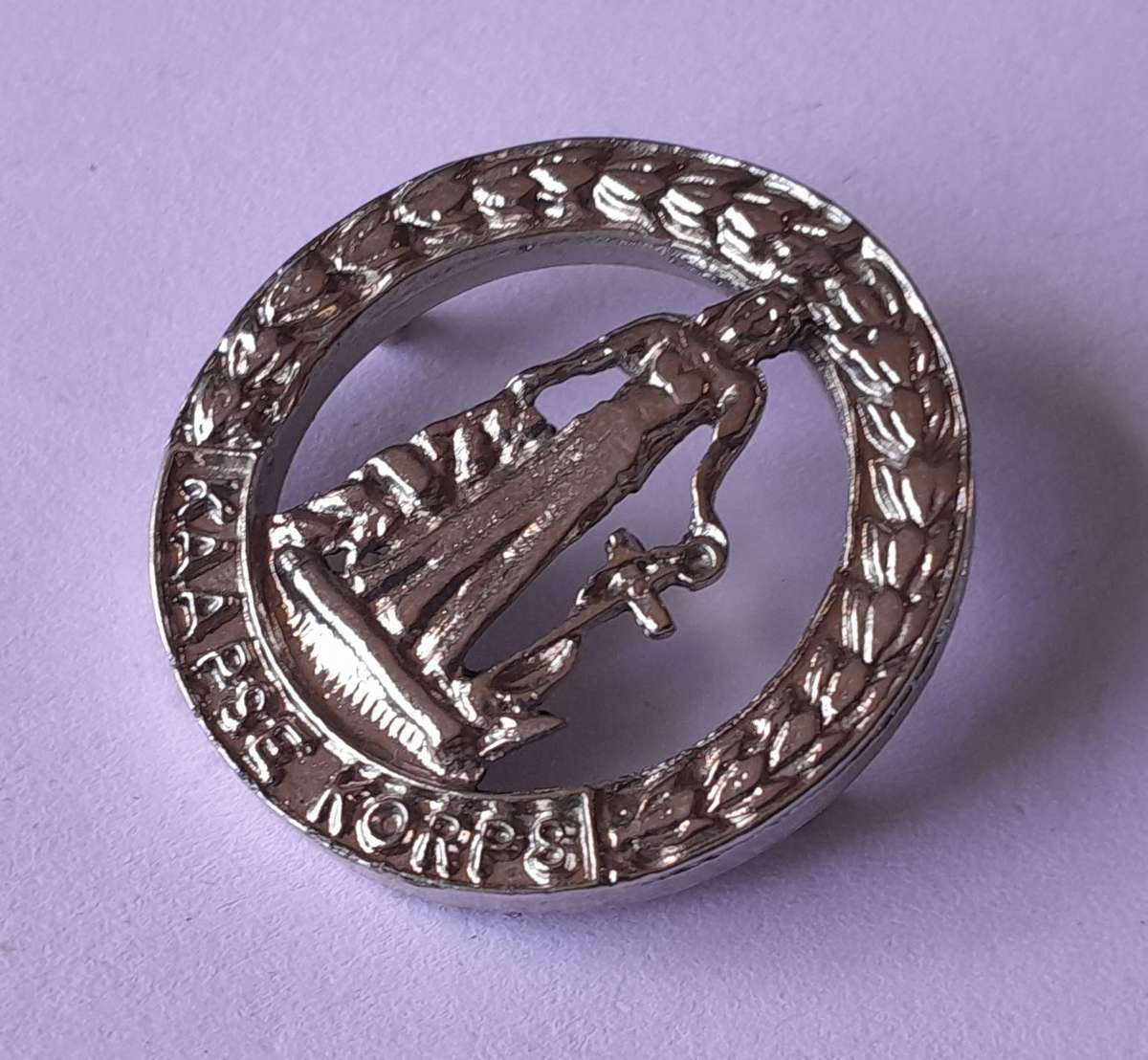 SADF Kaapse Korps (Cape Corps) Badge.  Lugs Intact (Shortened).