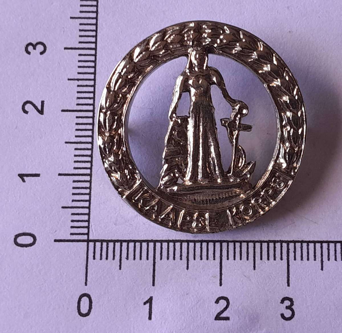 SADF Kaapse Korps (Cape Corps) Badge.  Lugs Intact (Shortened).