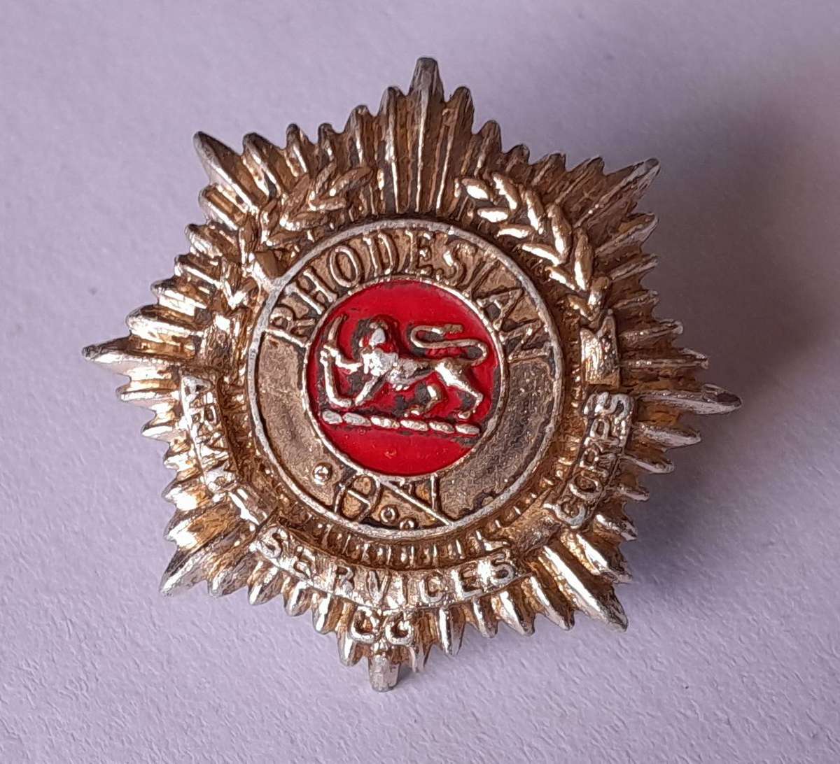 Rhodesian Army Services Corps Collar Badge.  Lugs Intact.