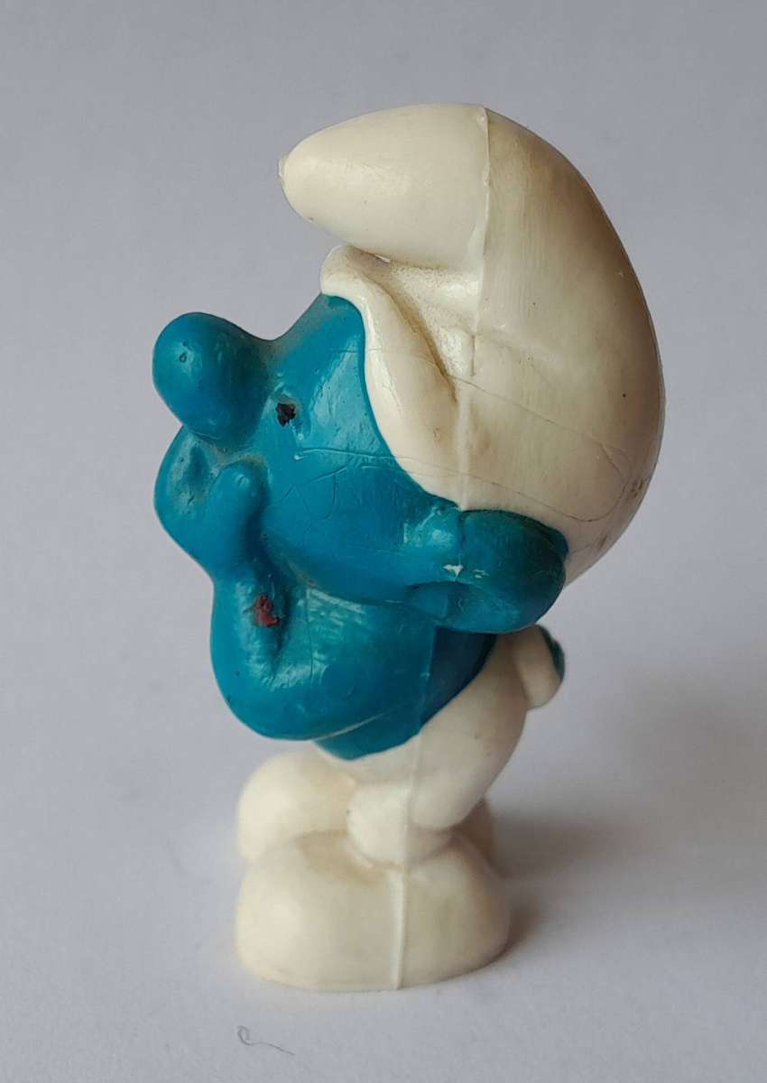 Vintage Laughing Smurf Vinyl Figurine by Peyo, West Germany.
