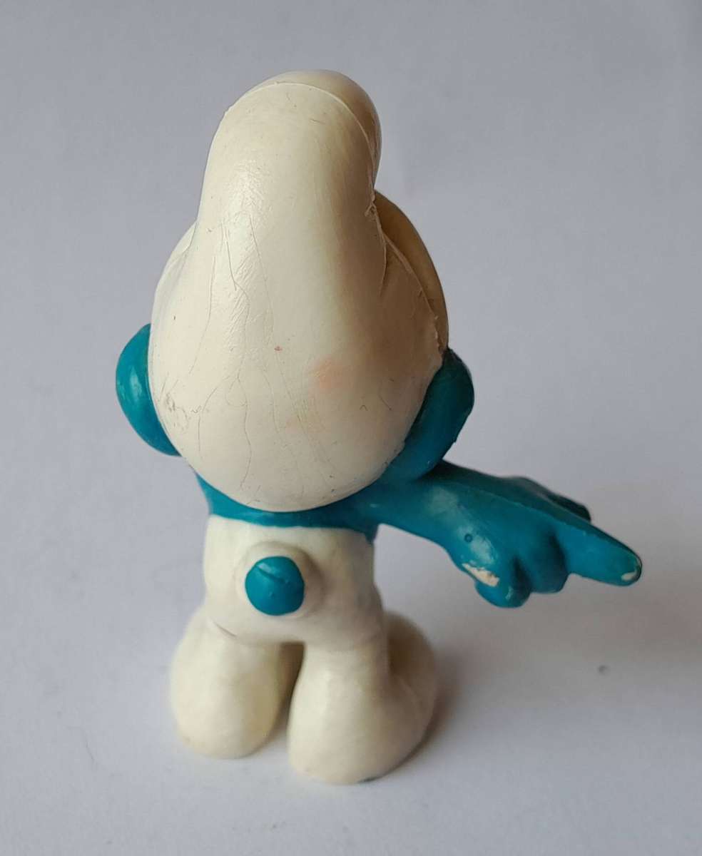 Vintage Laughing Smurf Vinyl Figurine by Peyo, West Germany.