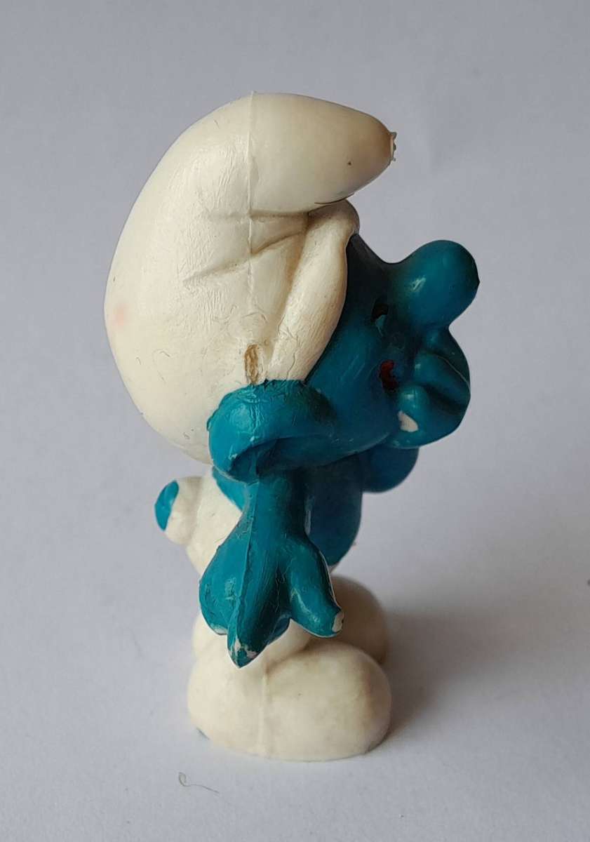 Vintage Laughing Smurf Vinyl Figurine by Peyo, West Germany.