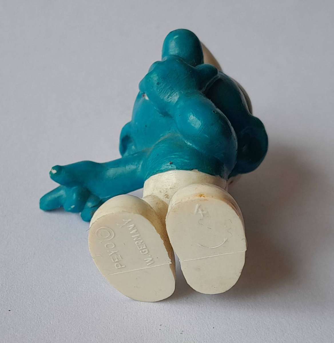 Vintage Laughing Smurf Vinyl Figurine by Peyo, West Germany.