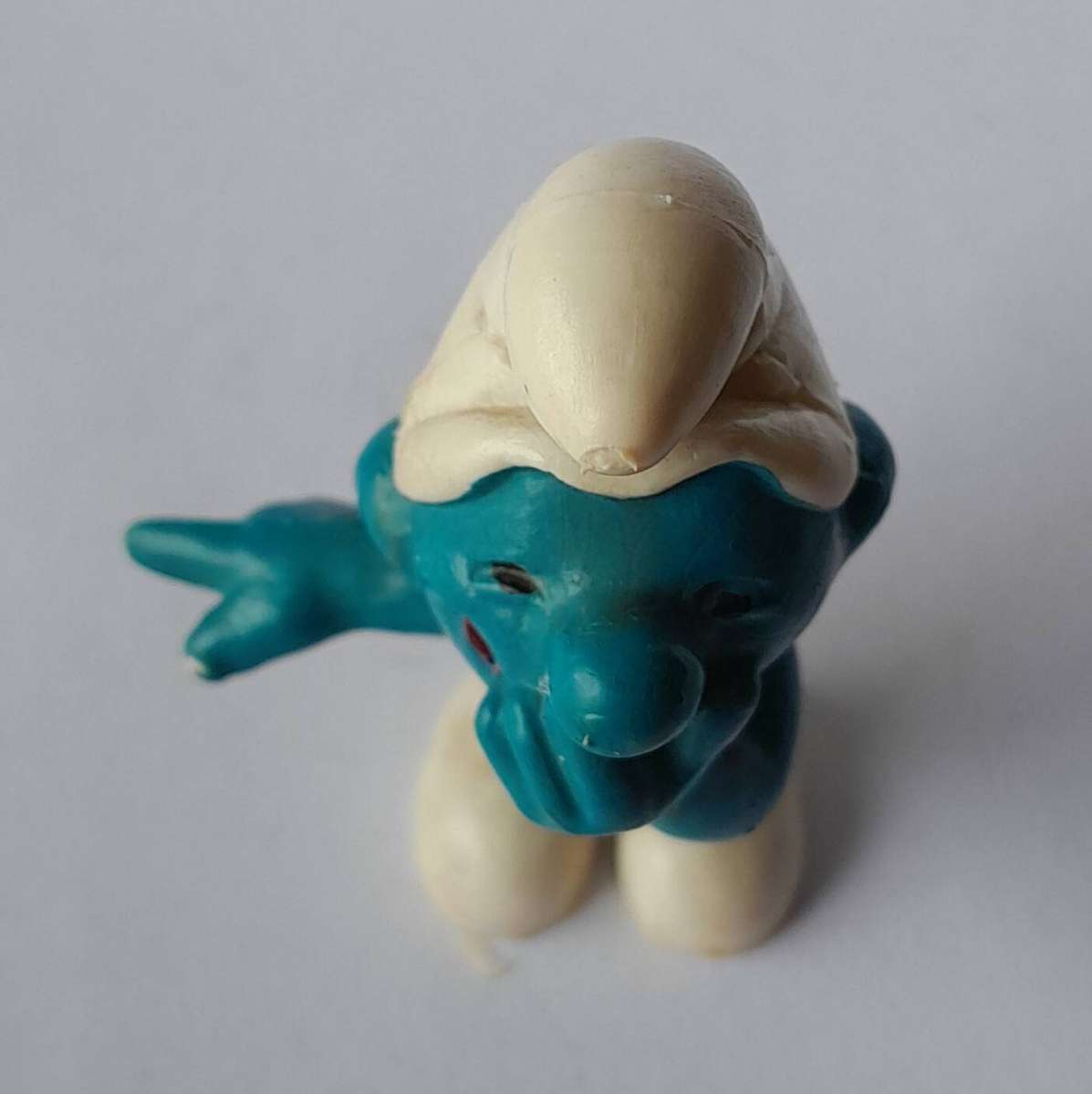 Vintage Laughing Smurf Vinyl Figurine by Peyo, West Germany.