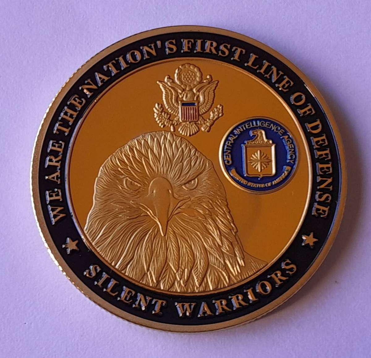 C.I.A. 'Silent Warriors' Challenge Coin (Gold Metal Type). 40mm.