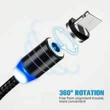 1pc 3-In-1 Magnetic Detachable Braided Fast Charging Cable