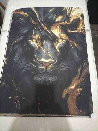 1pc No Frame Modern Abstract Black And Golden Lion Print Wall Art Canvas