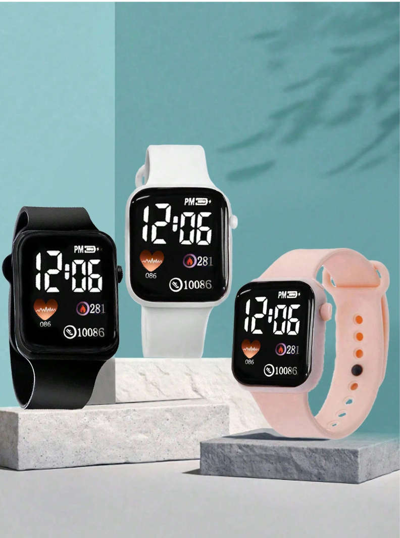 3pcs Children's Fashion Silicone Electronic Watch Gift For Children