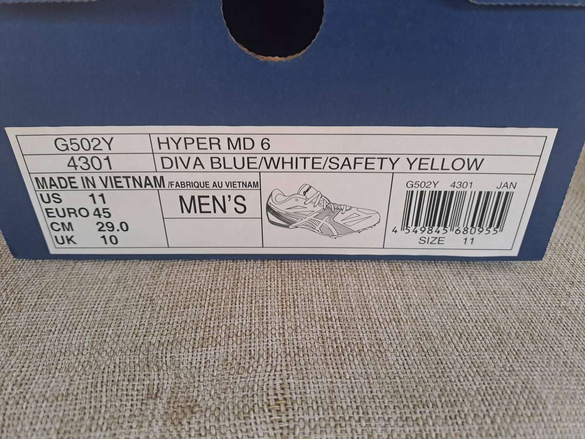 Asics Hyper MD 6 middle distance sprint shoe UK 10 / US 11 / EUR 45 / CM 29.0